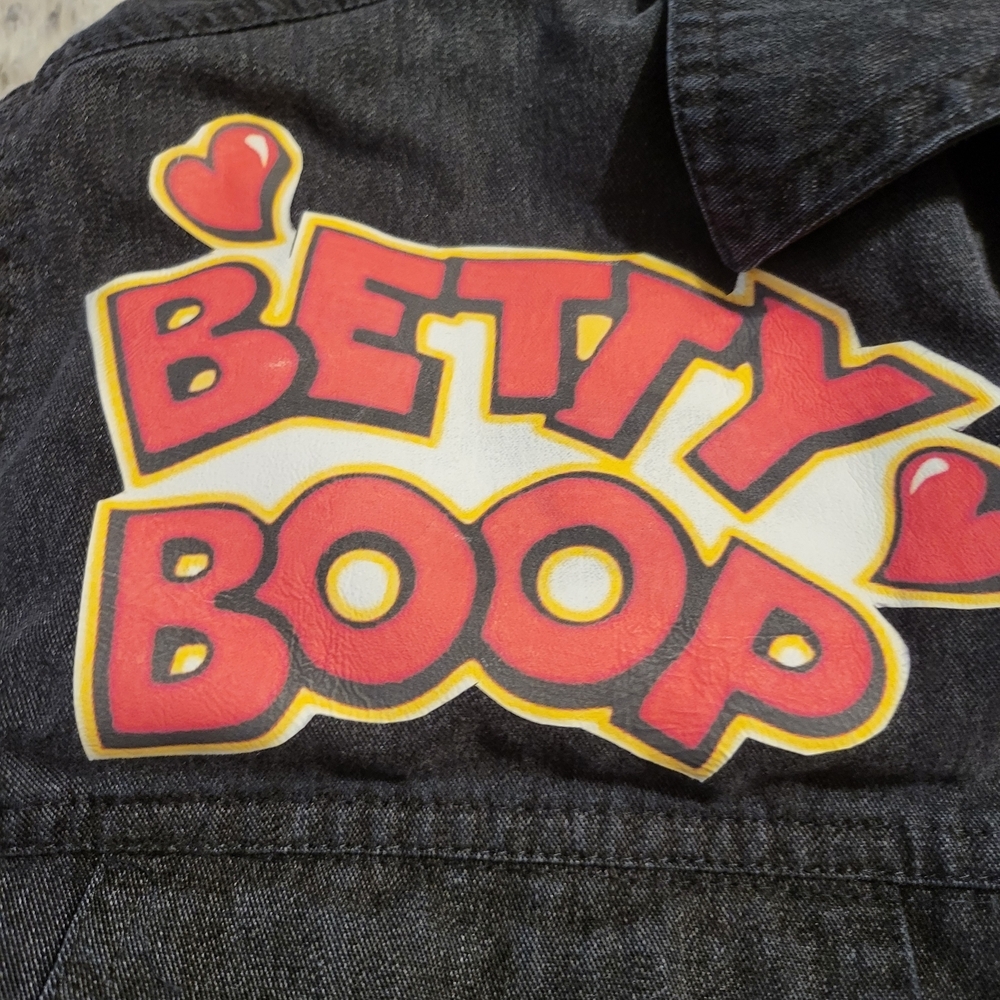 Vintage Liz Claiborne Reworked "Black Betty Boop" Denim Jacket - Picture 13 of 16